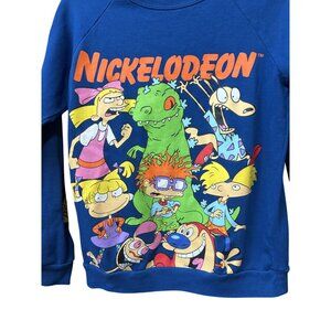 Vintage Nickelodeon Graphic Kids Sweatshirt XS Blue Crew Neck Cotton/Polyester